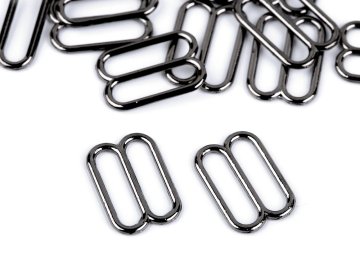 12 mm širok kovinski potisnik za vrvico za oblačila / metuljčke - nikelj črn (20 kosov)