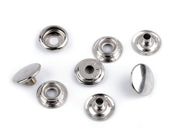 Kovinski gumbi Ø15 mm (AM6) za debele tkanine, prašno lakirani - nikelj (100 kosov)