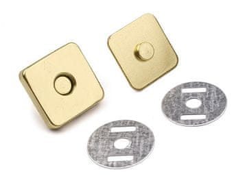 Magnetna zaponka 18x18 mm kvadratna - zlata (5 kompletov)