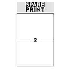 SPARE PRINT PREMIUM Samolepilne etikete bele barve, 100 listov A4 v škatli (1 list/2x etiketa 210x148,5mm)