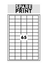 SPARE PRINT PREMIUM Samolepilne etikete bele barve, 100 listov A4 v škatli (1arch/65x etiketa 38x21mm)