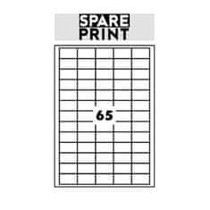 SPARE PRINT PREMIUM Samolepilne etikete bele barve, 100 listov A4 v škatli (1arch/65x etiketa 38x21mm)