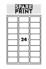 SPARE PRINT PREMIUM Samolepilne etikete bele barve, 100 listov A4 v škatli (1arch/24x etiketa 68x36mm)