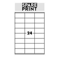 SPARE PRINT PREMIUM Samolepilne etikete bele barve, 100 listov A4 v škatli (1arch/24x etiketa 70x36mm)