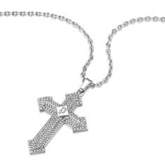 Police Moška jeklena ogrlica križ s kamnitimi kristali PEAGN0036501