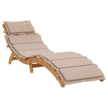 Vidaxl | Ležalnik | z blazino taupe 55 x 184 x 64cm Masiven les akacije