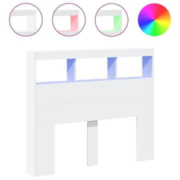 Vidaxl Omarica za vzglavje postelje LED bela 120x17x102 cm