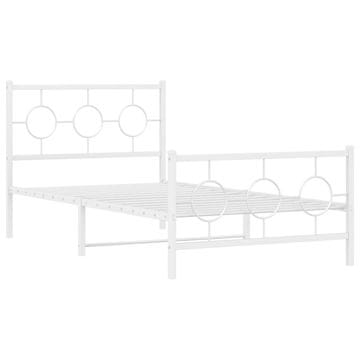 Vidaxl Kovinski posteljni okvir z vzglavjem in vznožjem bel 100x200 cm