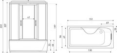 KERRA Masažna tuš kabina XL 150, 151x86x222 cm 
