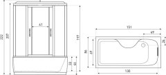 KERRA Masažna tuš kabina XL 150, 151x86x222 cm 