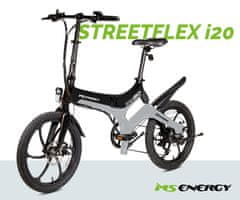 MS ENERGY STREETFLEX i20 električno kolo, zložljivo, 50,8 cm, 250 W, 280 Wh, 50 km, črno-sivo