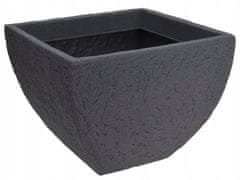 shumee Žlebljen siv plastični cvetlični lonec 42x39 cm