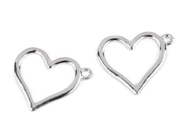 Obesek srce 21x25 mm - platina (5 kosov)