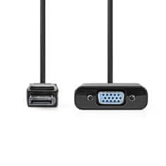 Nedis VGA kabel | DisplayPort moški | VGA ženski 15p | Ponikljano | Največja ločljivost: 1080p | 0,20 m | Okrogla | PVC | Črna | Plastična vrečka 