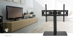 Nedis Fiksno TV namizno stojalo | 32-65" | Največja podprta teža zaslona: 45 kg | Nastavljive vnaprej določene višine | Jeklo/kaljeno steklo | Črna 