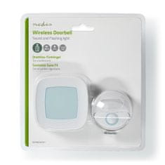 Nedis Set brezžičnih zvoncev | Omrežno napajanje | 220 - 240 V AC 50 Hz | 1x CR2032 | Glasnost: 80 dB | Domet signala: 300 m | IP44 | Nastavljiva glasnost | 36 melodij | 1 Sprejemnik | Bela 