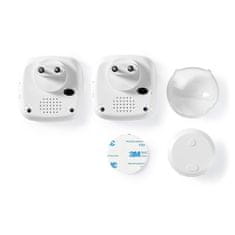 Nedis Wireless Doorbell Set | Mains Powered | 220 - 240 V AC 50 Hz | 1x CR2032 | Volume: 80 dB | Signal range: 300 m | IP44 | Adjustable volume | 36 Melodies | 2 Receivers | White 