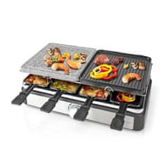 Nedis Gourmet / Raclette | Grill / Stone | 8 Persons | Spatula | Temperature setting | Non stick coating | Rectangle 