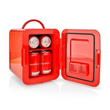 Nedis Prenosni mini hladilnik | 4 l | 12 V DC / 100 - 240 V AC | rdeča