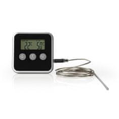 Nedis Termometer za meso | Alarm / časovnik | LCD zaslon | 0 - 250 °C | Črna / srebrna 