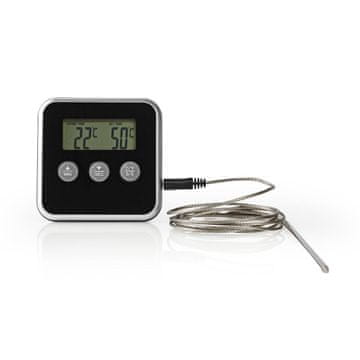 Nedis Termometer za meso | Alarm / časovnik | LCD zaslon | 0 - 250 °C | Črna / srebrna