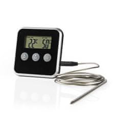 Nedis Termometer za meso | Alarm / časovnik | LCD zaslon | 0 - 250 °C | Črna / srebrna 