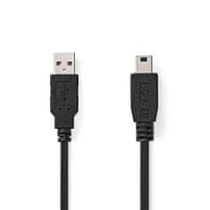 Nedis USB kabel | USB 2.0 | USB-A moški | USB Mini-B 5-polni moški | 480 Mbps | Ponikljano | 3,00 m | Okrogla | PVC | Črna | Oznaka 