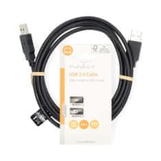 Nedis USB kabel | USB 2.0 | USB-A moški | USB-A moški | 480 Mbps | Ponikljano | 2,00 m | Okrogla | PVC | Črna | Oznaka 