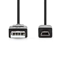 Nedis USB kabel | USB 2.0 | USB-A moški | USB Mini-B 5-polni moški | 480 Mbps | Ponikljano | 3,00 m | Okrogla | PVC | Črna | Oznaka 