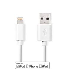 Nedis Lightning Cable | USB 2.0 | Apple Lightning 8-Pin | USB-A Male | 480 Mbps | Nickel Plated | 3.00 m | Round | PVC | White | Label 