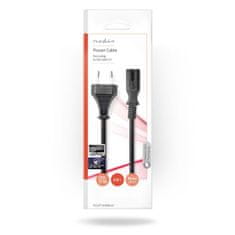 Nedis Napajalni kabel | Euro moški | IEC-320-C7 | Naravnost | Naravnost | Ponikljano | 2,00 m | Stanovanje | PVC | Črna | ovojnica 