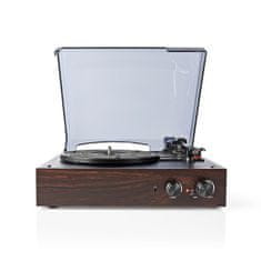 Nedis Gramofon | 33 / 45 / 78 obratov na minuto | Jermenski pogon | 1x stereo RCA | 18 W | Vgrajen (pred)ojačevalnik | MP3 pretvorba | ABS / MDF | rjav 