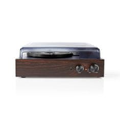 Nedis Gramofon | 33 / 45 / 78 obratov na minuto | Jermenski pogon | 1x stereo RCA | 18 W | Vgrajen (pred)ojačevalnik | MP3 pretvorba | ABS / MDF | rjav 