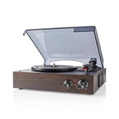 Nedis Gramofon | 33 / 45 / 78 obratov na minuto | Jermenski pogon | 1x stereo RCA | 18 W | Vgrajen (pred)ojačevalnik | MP3 pretvorba | ABS / MDF | rjav 