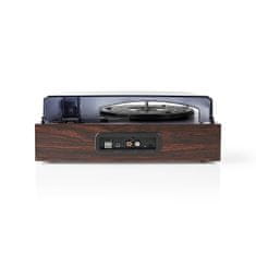 Nedis Gramofon | 33 / 45 / 78 obratov na minuto | Jermenski pogon | 1x stereo RCA | 18 W | Vgrajen (pred)ojačevalnik | MP3 pretvorba | ABS / MDF | rjav 