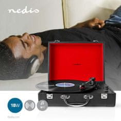 Nedis Turntable | 33 / 45 / 78 rpm | Belt Drive | 1x Stereo RCA | 18 W | Built-in (pre) amplifier | MDF / PU | Black / Red 