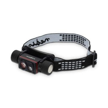 Nedis LED naglavna luč | Baterija / USB napajanje | 3,7 V DC | priložene baterije | Polnilna | Navedeni svetlobni tok: 1000 lm | Domet osvetlitve: 180 m