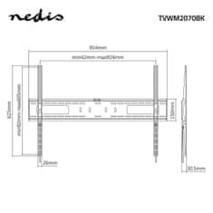 Nedis Fiksni stenski nosilec za TV | 60–100" | Največja podprta teža zaslona: 75 kg | Najmanjša razdalja od stene: 30,5 mm | Kovina/jeklo | Črna 