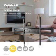 Nedis Fiksni stenski nosilec za TV | 60–100" | Največja podprta teža zaslona: 75 kg | Najmanjša razdalja od stene: 30,5 mm | Kovina/jeklo | Črna 