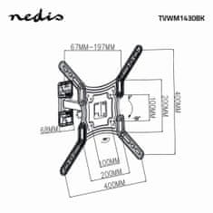 Nedis Nagibni in vrtljivi TV stenski nosilec | 23–55" | Največja podprta teža zaslona: 30 kg | Nagiben | Vrtljiv | Najmanjša razdalja od stene: 67 mm | Največja razdalja od stene: 197 mm | 2 spoja (sklepa) 