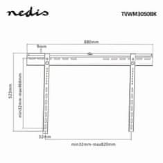 Nedis Fiksni stenski nosilec za TV | 37–70" | Največja podprta teža zaslona: 65 kg | Najmanjša razdalja od stene: 9 mm | Jeklo | Črna 