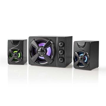 Nedis Igralni zvočniki | Kanali zvočnikov: 2.1 | USB napajanje | 3,5 mm moški | 33 W | LED | Nadzor glasnosti