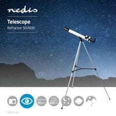 Nedis Teleskop | Zaslonka: 50 mm | Goriščna razdalja: 600 mm | Iskalo: 5 x 24 | Največja delovna višina: 125 cm | Stativ | Črnobela 