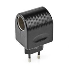 Nedis Eluttag Adapter | Euro / Typ C (CEE 7/16) | 100 - 240 V AC 50/60 Hz | 12 V DC | 6 W | Strömadapter | 0.3 A | Svart | Plast 