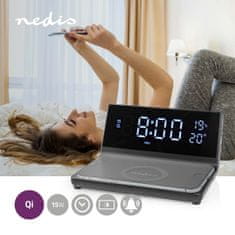 Nedis Wireless charger for Alarm Clock | Qi certified | 5 / 7.5 / 10 / 15 W | USB A-Hane | 2 Alarm times | Snooze function 