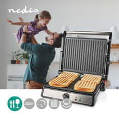 Nedis Contact Grill | 2000 W | 29 x 23 cm | Adjustable temperature control | Plastic / Stainless steel 