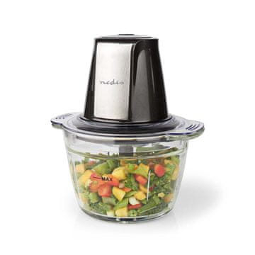 Nedis Sekljalnik hrane | 500 W | 1 l | Steklo | 1 nastavitev hitrosti | Srebrna/črna