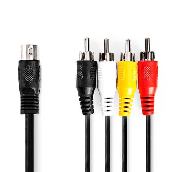 Nedis DIN ljudkabel | DIN 5-polni Hane | 4x RCA Hane | ponikljana | 1,00 m | Okrogla | PVC | Svart | Oznaka