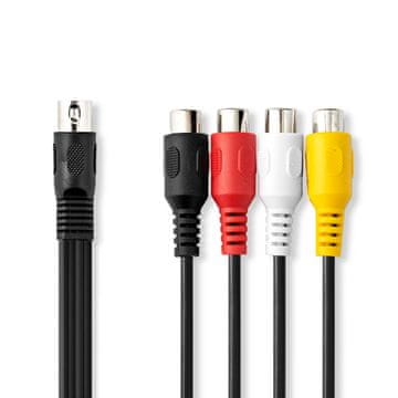Nedis DIN avdio kabel | DIN 5-polni moški | 4x RCA, ženski | Ponikljano | 0,20 m | Okrogla | PVC | Črna | Oznaka