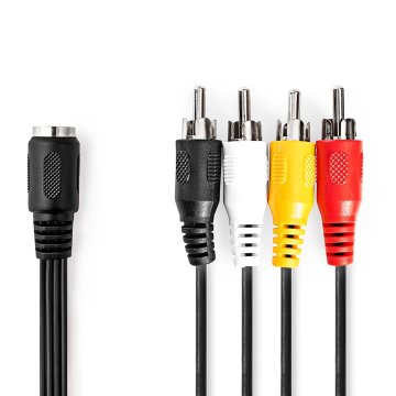 Nedis DIN avdio kabel | DIN 5-polni ženski | 4x RCA moški | Ponikljano | 0,20 m | Okrogla | PVC | Črna | Oznaka